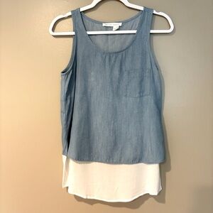 melissa norton linen blend loose fit tank top